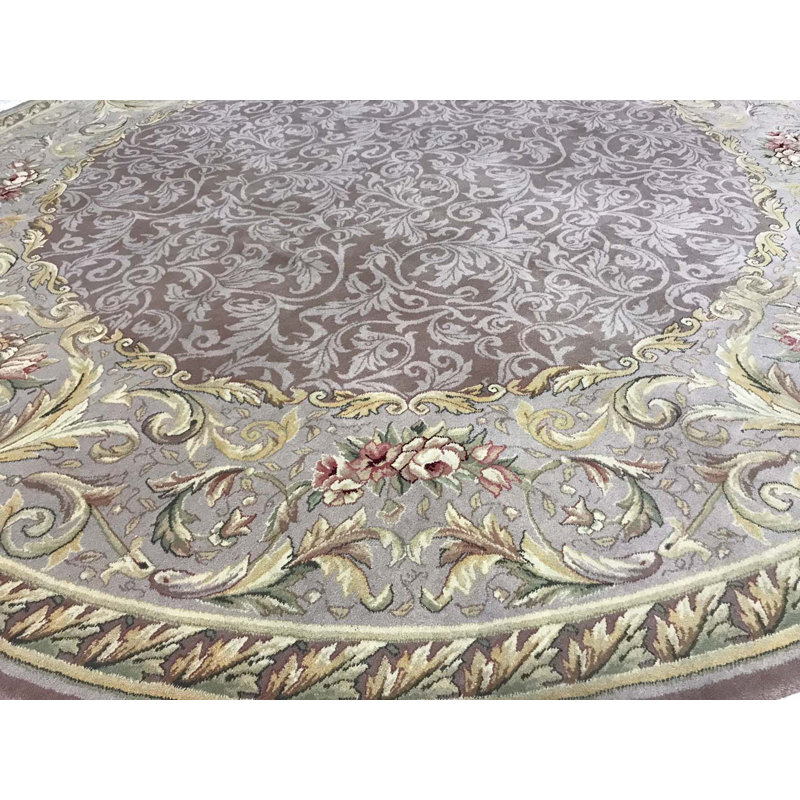 Bokara Rug Co., Inc. HandKnotted HighQuality Gold and Ivory Round